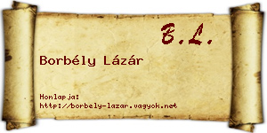 Borbély Lázár névjegykártya